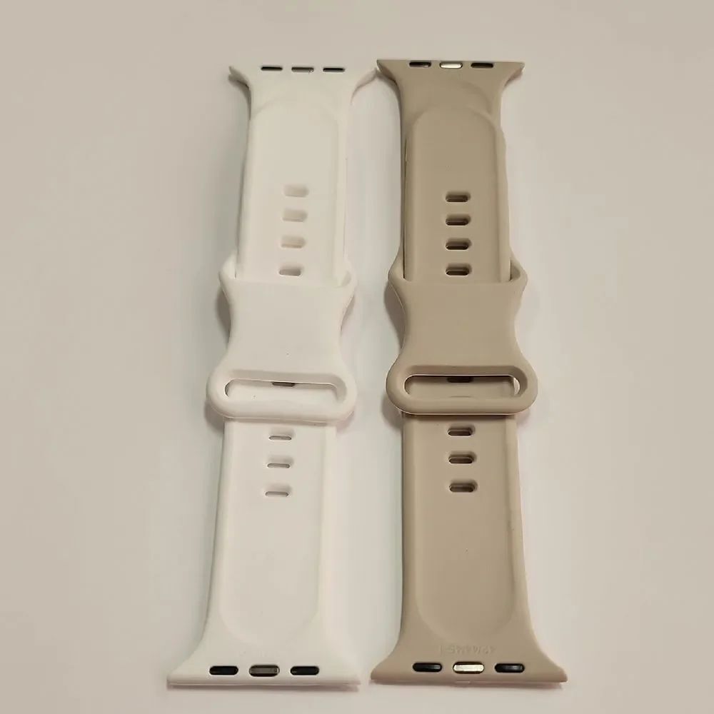 Smartwatch Replacement Bands - White and Tan 42/44/45-1